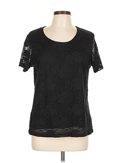 Pre-owned Covington Short Sleeve Top Black Scoop Neck Tops