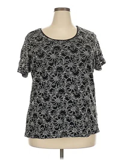 Pre-owned Covington Short Sleeve Top Black Scoop Neck Tops