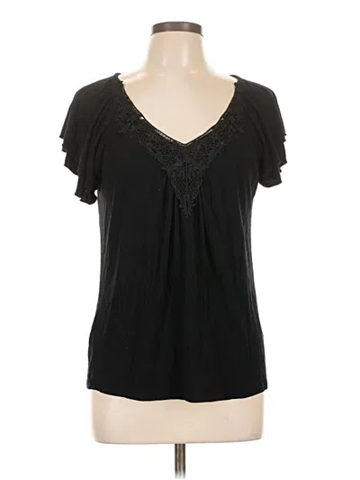 Pre-owned Covington Short Sleeve Top Black Sweetheart Neckline Tops