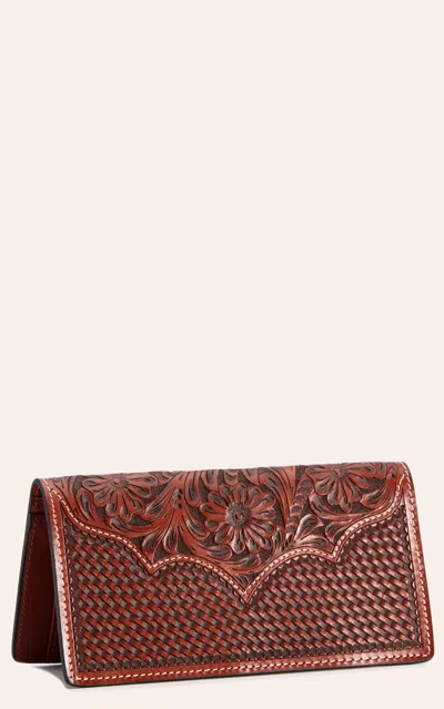 Cowboy Chrome Brown Floral Tooled Rodeo Wallet