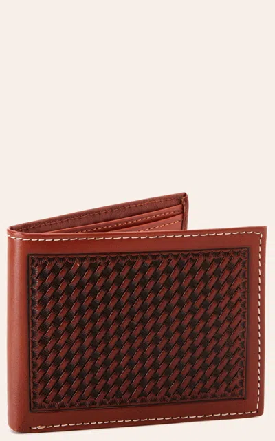 Cowboy Chrome Men's Bi-fold Basketweave Wallet In Brown