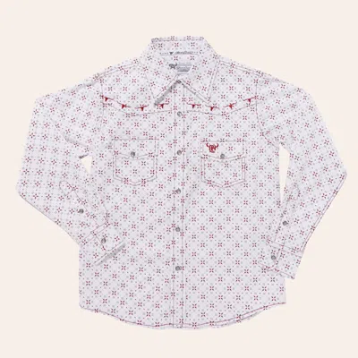 Cowboy Hardware Boy's White & Red Geo Print Western Shirt