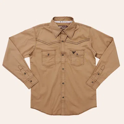 Cowboy Hardware Boys' Coffee Long Sleeve Pearl Snap Western Shirt In Brown