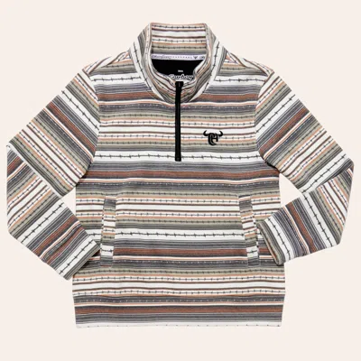 Cowboy Hardware Babies' Infant & Toddler Boys' Brown Barbed Serape Stripe Quarter Zip Fleece Sweater