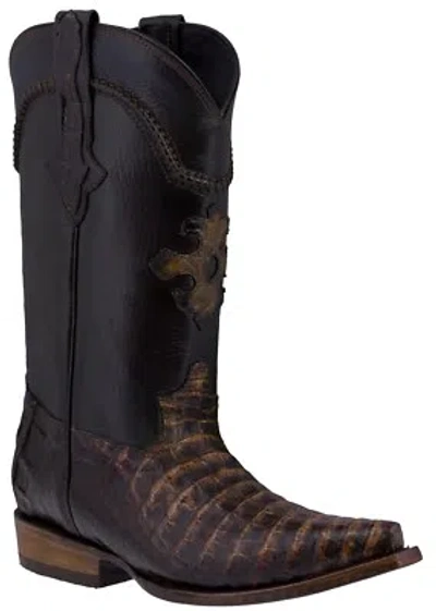 Pre-owned Cowboy Professional Western Dress Leather Cowboy Boots Genuine Crocodile Belly Skin Snip Rust Brown