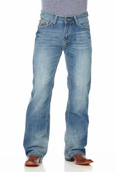 Cowboy Up Men's Light Wash Relaxed Fit Bootcut Jeans In Blue