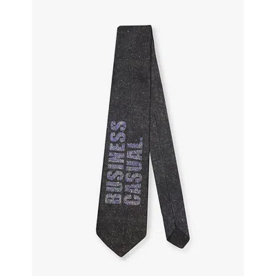 Cowboys Of Habit Mensbusiness Casual Rhinestone-embellished Denim Tie In Multi