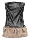 Cowboys Of Habit Pamela Strapless Faux-fur Mini Dress In Black