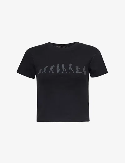 Cowboys Of Habit Womens Black Grey Evolution Of Woman Slim-fit Cotton-jersey T-shirt