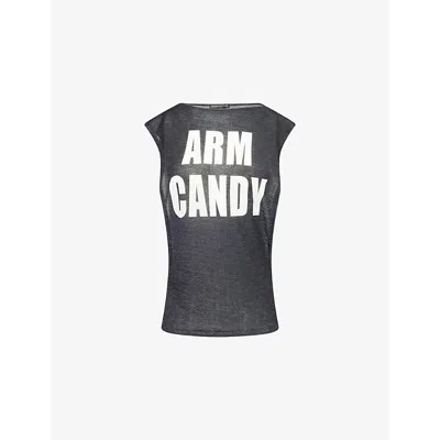 Cowboys Of Habit Womens Black Arm Candy Fine-knit Tank Top Xs