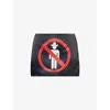 Cowboys Of Habit Womens Black No Cowboys Graphic-print Satin Mini Skirt In Black