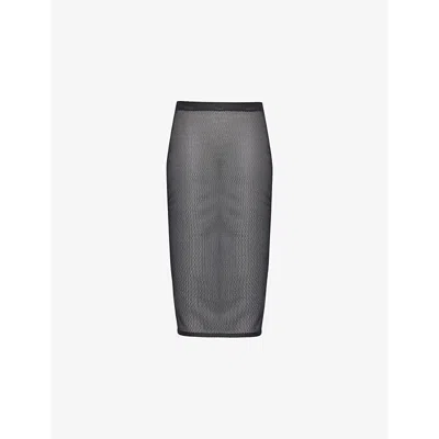 Cowboys Of Habit Womens Airtex Split Woven Midi Skirt Black