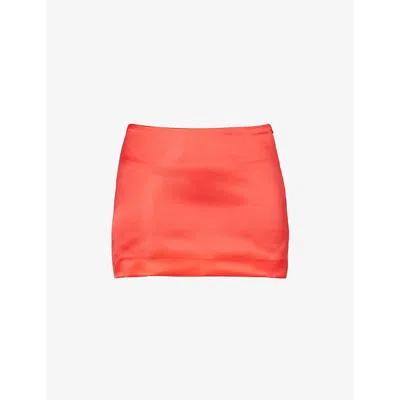 Cowboys Of Habit Womens Fragile Darted Satin Mini Skirt Red