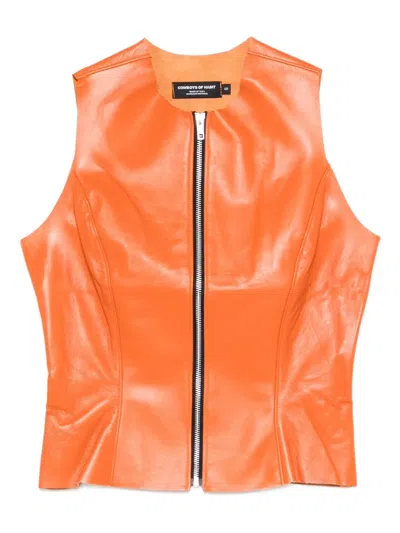 Cowboys Of Habit Zip Texas Vest In Orange