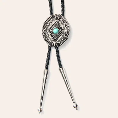 Cowgirl Con Andwest Antiqued Always Dreaming Turquoise & Rope Bolo Tie In Silver