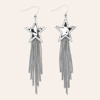 Cowgirl Con Fetti All Charisma Silver-tone & Rhinestone Star Tassel Earrings