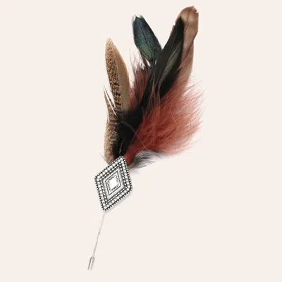 Cowgirl Con Fetti Desert Light Feather & Silver Concho Hat Pin In Multi