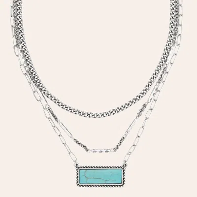 Cowgirl Con Fetti Details Of Love Silver & Turquoise Necklace In Metallic