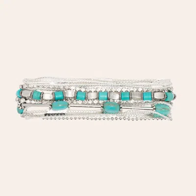 Cowgirl Con Fetti Get Glam Turquoise & Silver Cuff Bracelet In Blue
