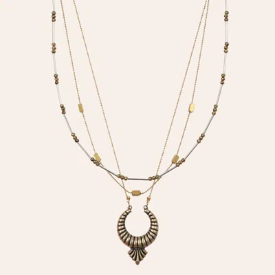 Cowgirl Con Fetti Stunning You Gold Crescent Medallion Necklace In Multi