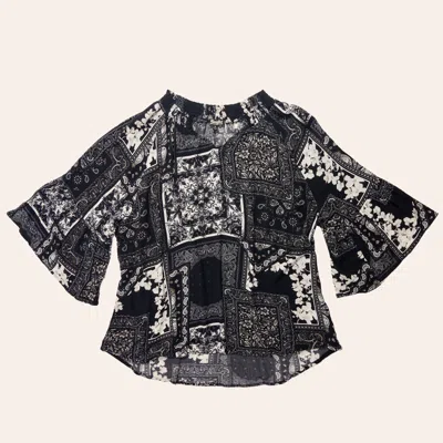 Cowgirl Hardwar E Women's Black Floral Patchwork Top