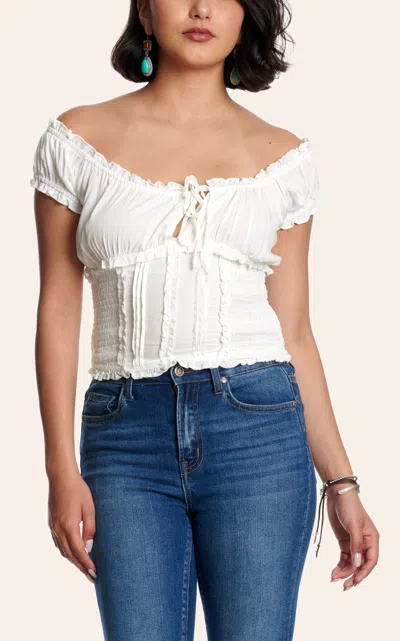 Cowgirl Hardwar E Women's White Ruffle Sleeve Smock Tank Top