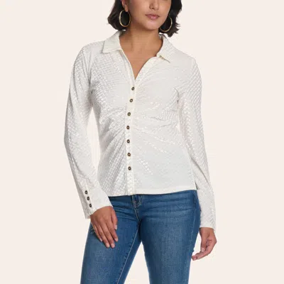 Cowgirl Hardwar E Women's White Velvet Button Down Shirt