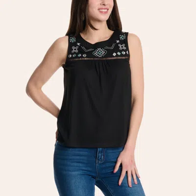 Cowgirl Hardware Women's Black Aztec Embroidered Tank Top