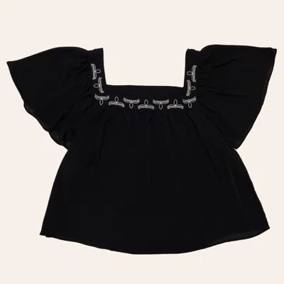 Cowgirl Hardware Women's Black Boot Stitch Embroidered Top