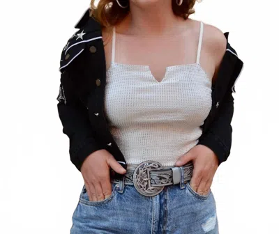 Cowgirl Vogue Tulsa Embellished Bodysuit In White