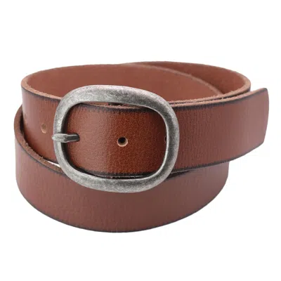 Cowgirls Rock Women's Center Bar Buckle Belt With Burnished Edges In Brown