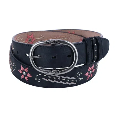 Cowgirls Rock Women's Distressed Belt With Embroidery In Black