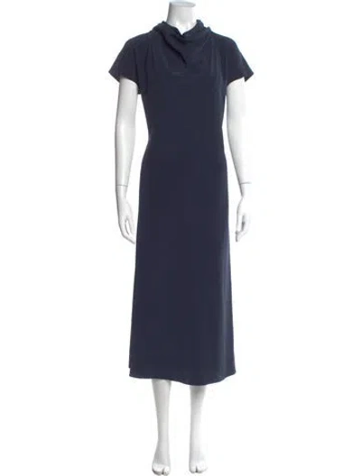Pre-owned Co Wl Neck Long Dress In Blue