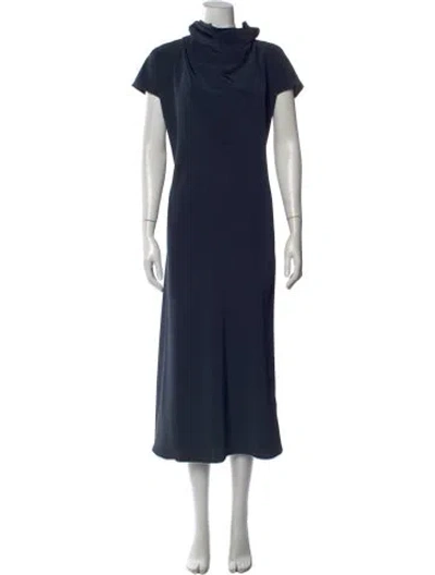 Pre-owned Co Wl Neck Long Dress In Blue