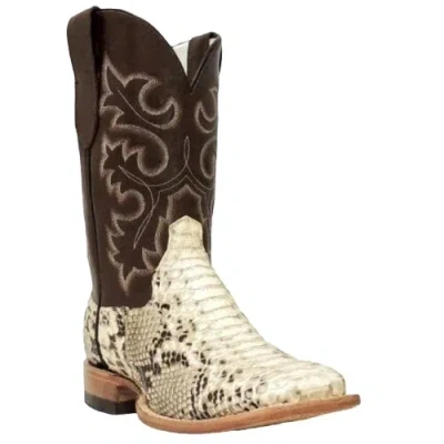 Pre-owned Cowtown Men's  Men's Square Toe Python Boot Q818 In Brown