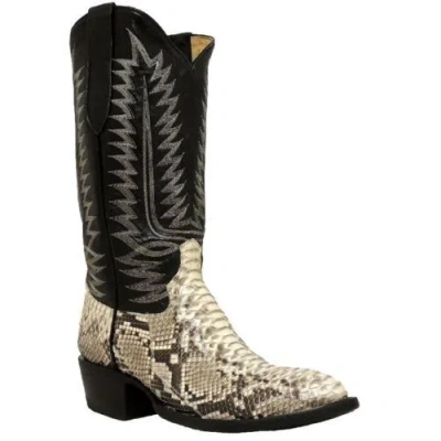 Pre-owned Cowtown Mens Back Cut Python Western Boot W808 In Black