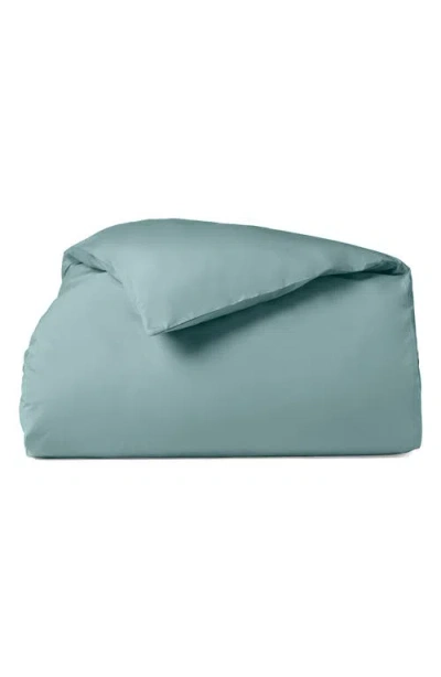 Coyuchi 300 Thread Count Organic Cotton Percale Duvet Cover In Green