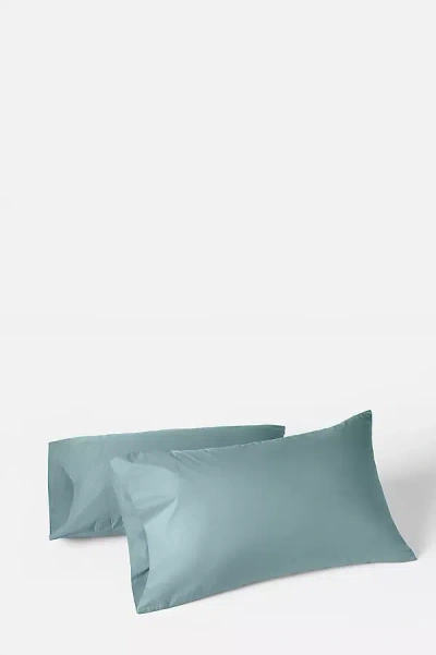 Coyuchi 300 Thread Count Organic Percale Pillowcase Set Of 2 In Blue