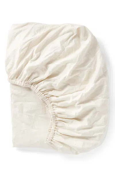 Coyuchi 320 Thread Count Relaxed Organic Cotton Sateen Fitted Sheet In White