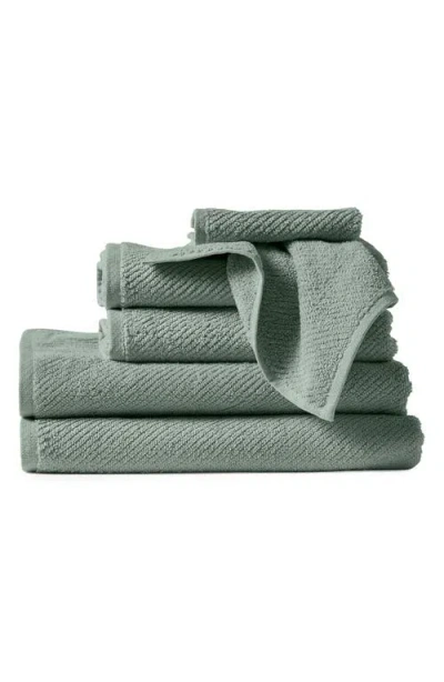 Coyuchi Air Weight® 6-piece Organic Cotton Bath Towel, Hand Towel & Washcloth Set In Green