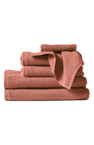 Coyuchi Air Weight® 6-piece Organic Cotton Bath Towel, Hand Towel & Washcloth Set In Orange