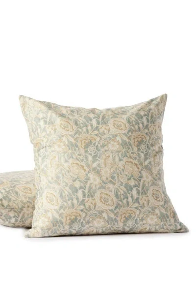 Coyuchi Balboa Organic Cotton Print Pillow Cover In Lagoon W/hay