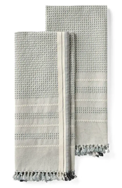 Coyuchi Bay Set Of 2 Organic Cotton Hand Towels In Blue