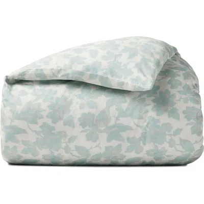 Coyuchi Camellia Organic Cotton Sateen Duvet Cover In Green