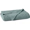 Coyuchi Casa Loma Organic Knit Throw Blanket In Green