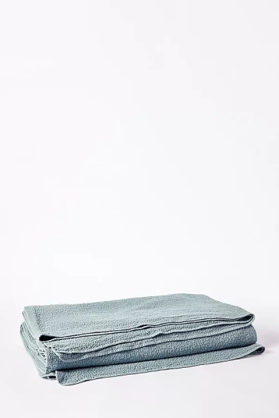 Coyuchi Cascade Organic Matelasse Blanket In Blue