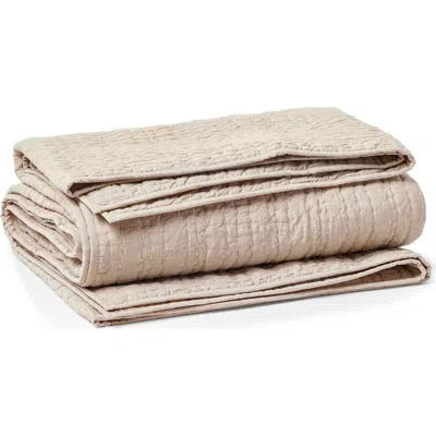 Coyuchi Channel Hand Stitched Organic Cotton Quilt In Neutral