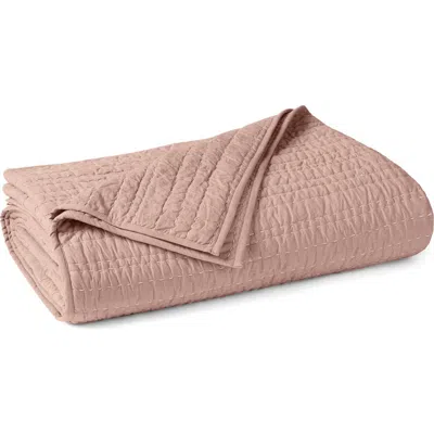 Coyuchi Channel Hand Stitched Organic Cotton Quilt In Pink
