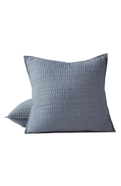 Coyuchi Channel Handstitched Organic Cotton Sham In Blue