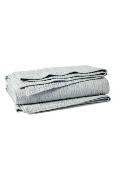 Coyuchi Channel Handstitched Organic Cotton Sham In Surf Chambray